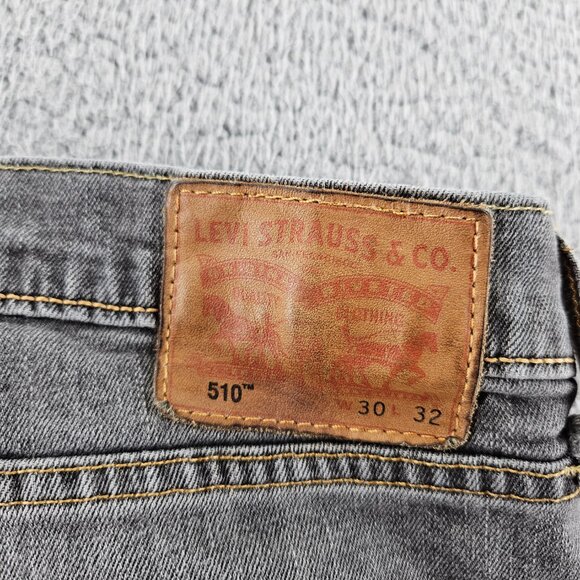 Levis Jeans Mens 30x32 (30x30) Gray 510 Distressed Skinny Fit Stretch Denim - Picture 15 of 16